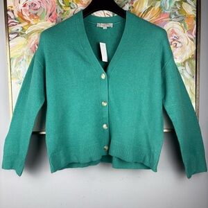 LOFT Button Front Cardigan Sweater – Teal Green – Size M – NWT